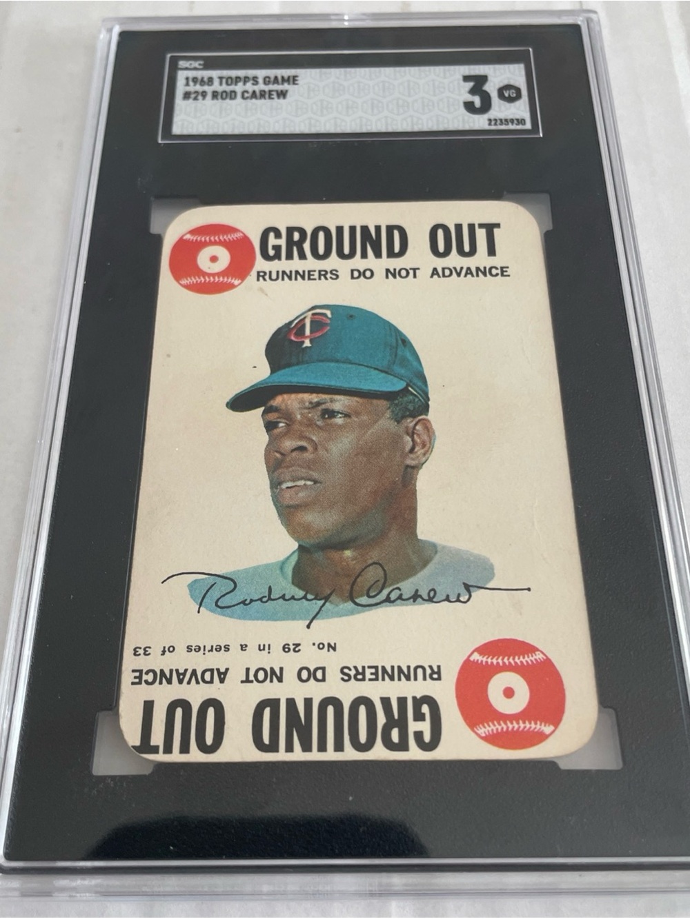 1968 Topps Game #29 Rod Carew SGC 3 Vintage Baseball Card
